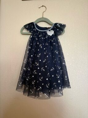 lilt Navy Dress with Silver Glitter anchor Accents
